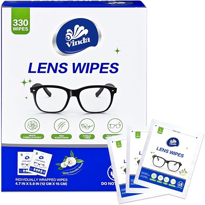 Pre-Moistened Lens Cleaning Wipes – 330 Individually Wrapped, Streak-Free Wipes for Glasses, Screens, Cameras & More – Ammonia-Free, Gentle Optical Cleaner-DeskLoop Office