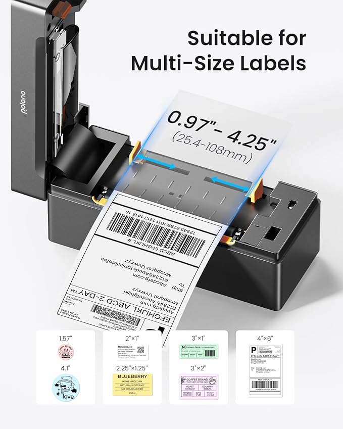 POLONO Bluetooth Thermal Shipping Label Printer, Wireless 4x6 Shipping Label Printer for Small Business, Support iOS, Android, Windows and Mac, Compatible with Amazon, Ebay, Shopify, Etsy, USPS(Black)-DeskLoop Office