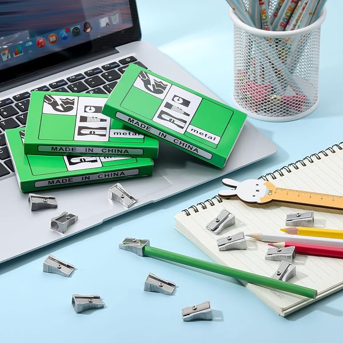 Fumete 96 Pcs Metal Mini Pencil Sharpeners Bulk Handheld Metal Pencil - Image 7
