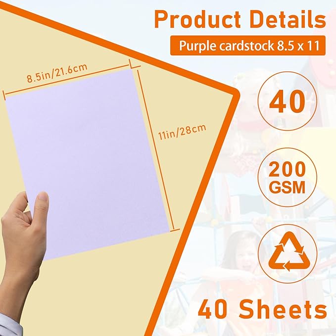 40 Sheets Light Purple Cardstock 8.5 x 11 Printer Paper, 75lb Heavyweight Paper Card Stock for Wedding, School Crafting, Invitations, Making Cards, Certificates-DeskLoop Office