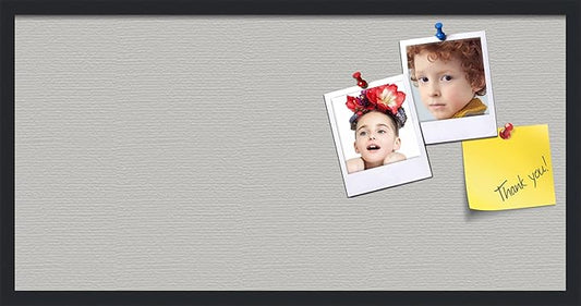 PinPix 36x18 Inch Cork Bulletin Board. This Decorative Framed Pin Board Comes with Light Stone Design and a Satin Black Frame. Ideal for Home Office Decor or Message Board (PinPix-1809)-DeskLoop Office