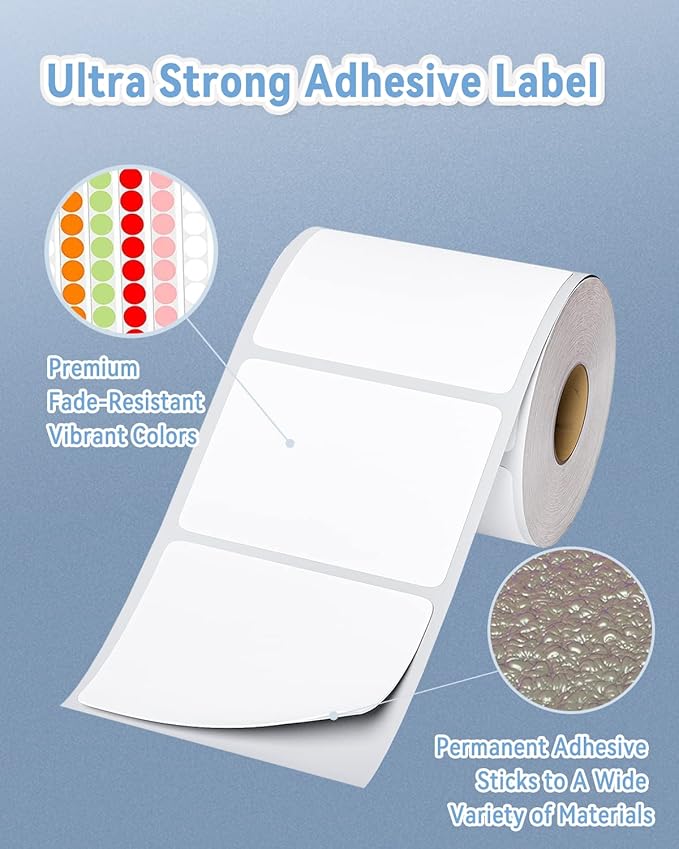 Phomemo 4"x3" Thermal Labels Roll for Small Business Supplies - Commercial Grade Logo Stickers for Business Customized - Waterproof Shipping Labels for Thermal Label Printer - 500 PCS Label Stickers-DeskLoop Office
