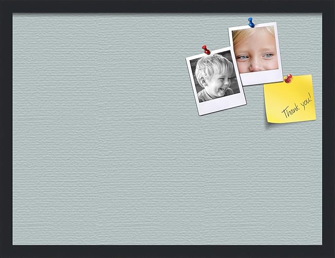 PinPix 24x18 Inch Cork Bulletin Board. This Decorative Framed Pin Board Comes with Soft Blue Design and a Satin Black Frame. Ideal for Home Office Decor or Message Board (PinPix-1814)-DeskLoop Office