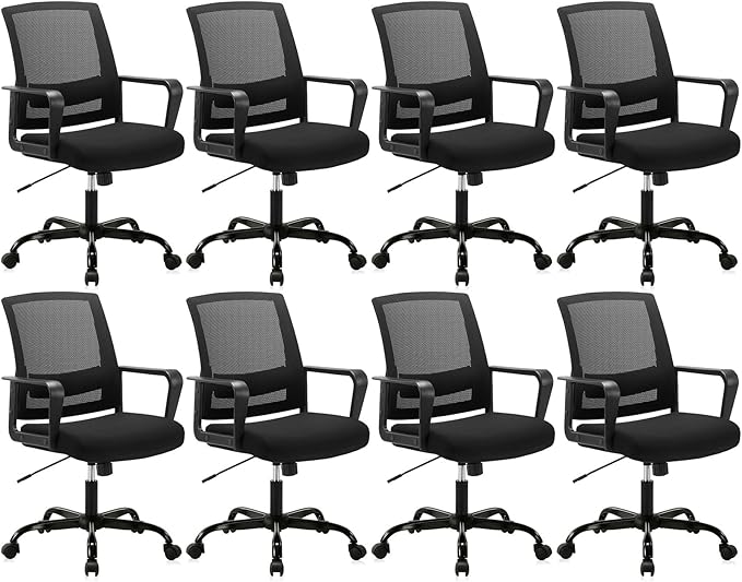 CLATINA Ergonomic Rolling Mesh Desk Chair with Executive Lumbar Support and Adjustable Swivel Design for Home Office Computer Black 8 Pack-DeskLoop Office