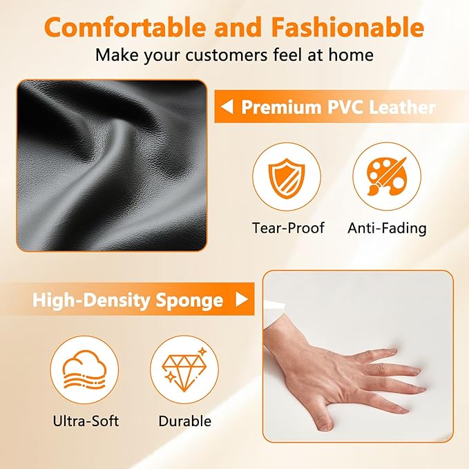 CLATINA Waiting Room Guest Chair with Bonded Leather Padded Arm Rest for Office Reception and Conference Desk Black with Sled Base-DeskLoop Office