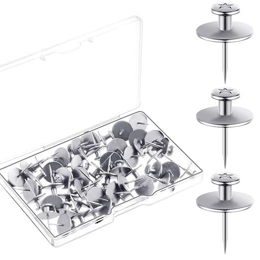 Push Pins Picture Hangers Double Headed Thumb Tacks Wall Hooks for Wall Hangings Picture Hangers Nails Small Photo Hanging Hook Pins for Home Office Photo Decor(Silver,25 Pieces)-DeskLoop Office