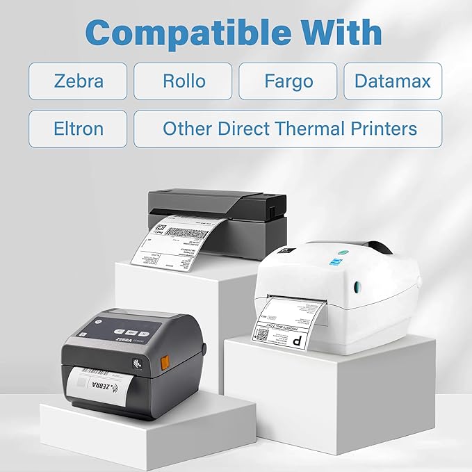 LotFancy 4x6 Thermal Labels, 500 Shipping Labels with Perforation, Permanent Adhesive, White Mailing Label Stickers, Compatible with Rollo, Zebra Thermal Printers-DeskLoop Office