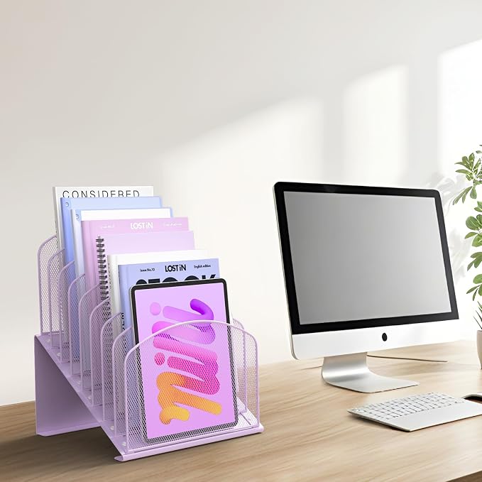 Inclined Desk File Organizer Metal Desk Magazine Folder Holder - Image 5