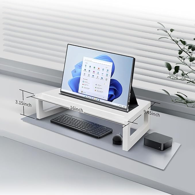 Monitor Stand Riser – 16-Inch Computer Monitor Stand with Multifunctional Slot, Multi-Purpose Desktop Storage for Laptop, Printer, TV-DeskLoop Office