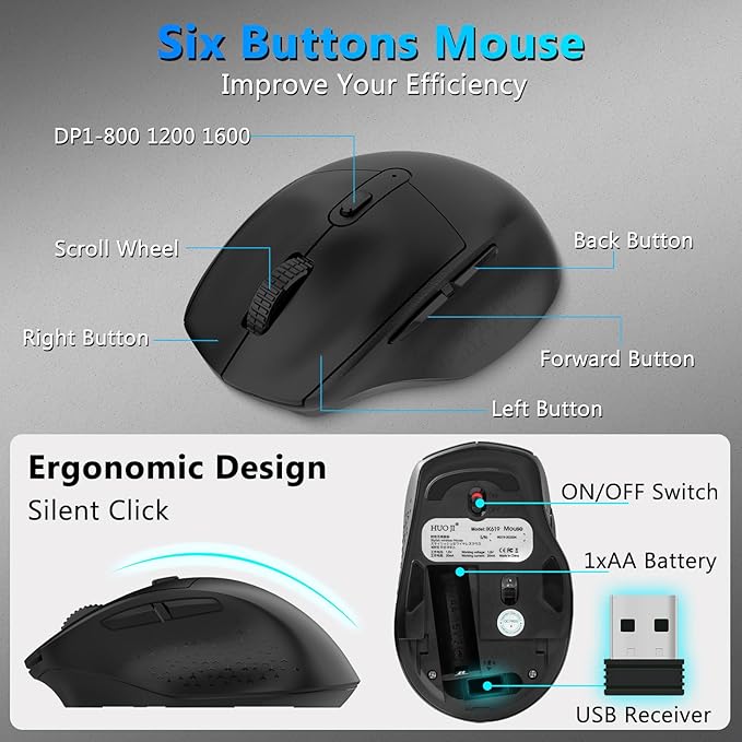 Wireless Keyboard and Mouse Combo, Full-Sized Ergonomic Keyboard with Wrist Rest, Phone Holder, Sleep Mode, Silent 2.4GHz Cordless Keyboard Mouse Combo for Computer, Laptop, PC, Mac, Windows-DeskLoop Office