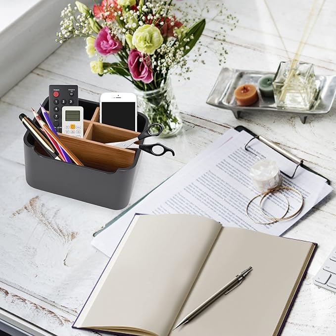 Stylish Desk Organizers and Remote Control Holders in Black, Pen Phone Holder Organizer, Multi-Purpose Caddy Storage Accessories for Office Desktop Coffee Table Bedside Nightstand-DeskLoop Office