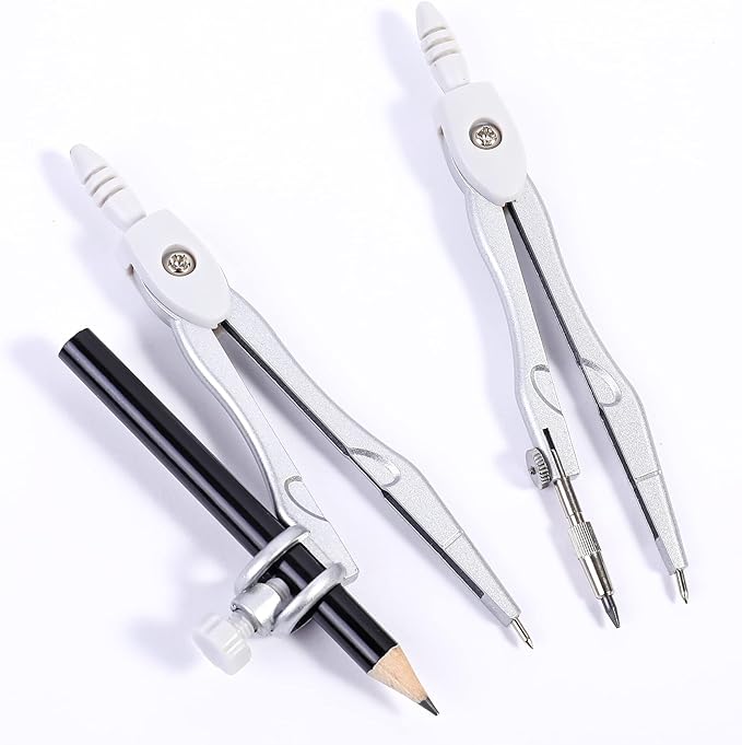 Math Geometry Sets 10 Piece Student Supplies with Shatterproof Storage Box,Includes Rulers,Protractor,Compass,Eraser,Pencil Sharpener,Lead Refills,Pencil,for Drafting and Drawings(Grey)-DeskLoop Office