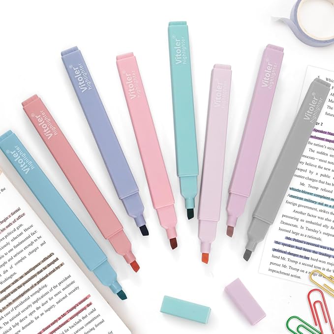 Pastel Highlighters,8pcs Bible Highlighters with Chisel Tip,Cute Markers Highlighter No Bleed,Bible High Lighters Assorted Colors for School Journaling-DeskLoop Office