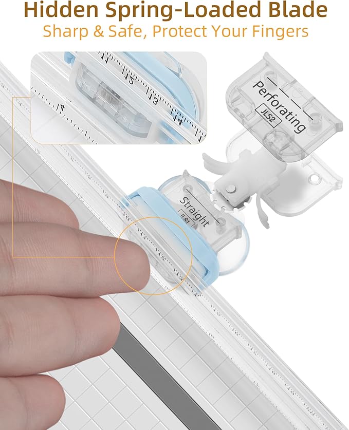 Firbon 3-in-1 Paper Cutter, 9" Compact A5 Paper Trimmer with Straight Cut, Scoring & Perforating Blades for Cardstock, Scrapbooking, Crafting, Labels & Home Office (Blue)-DeskLoop Office