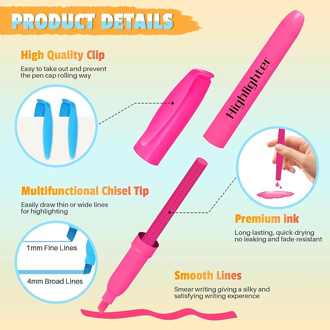 Aigybobo 120 Pack Highlighters in 6 Assorted Colors, Chisel Tip Dry-Quickly Highlighters Bulk, No Bleed Highlighter Markers for Kids Adults, Classroom Teachers Must Haves, School Office Supplies-DeskLoop Office