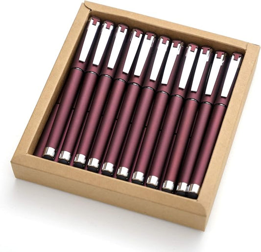 MiSiBao 0.7mm Black Ink Gel Ink Rollerball Pens 2 in 1 Medium Point Pens with Stylus Work Pen Smooth Writing for Office Black gel pen (Burgundy-18pack)-DeskLoop Office