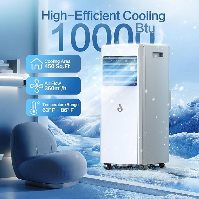 10,000 BTU Portable Air Conditioners for Rooms Up to 450 Sq.Ft,4-in-1 Cooling & Dehumidifier Air Conditioning Unit with Remote,Smart AC Unit with Installation Kit for Home/Office-DeskLoop Office