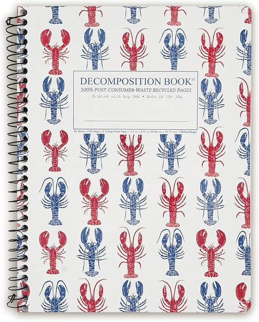 Decomposition Lobsters College Ruled Spiral Notebooks – 9.75 x 7.5 Journal with 160 Lined Pages – Notebooks for School Supplies, Home & Office – 100% Recycled Paper – Made in USA-DeskLoop Office