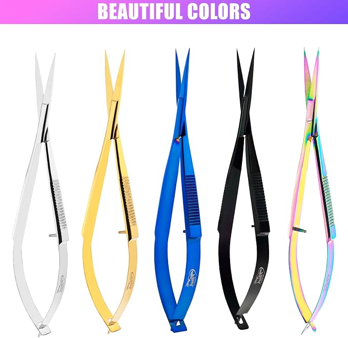 Cross Edge Spring Scissors 5 Inch straight Stainless-Steel Precision Eyebrow & - Image 9
