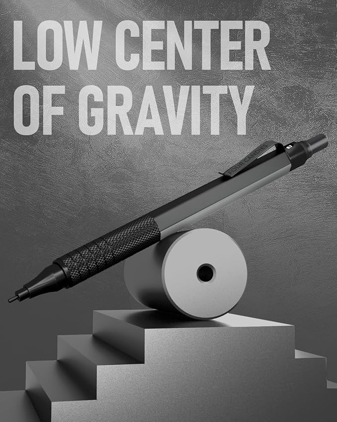 Four Candies 0.5mm Mechanical Pencil Set with Case, 3PCS Metal Artist Lead Pencil with 8 Tubes (480PCS) HB Lead Refills, 3 Erasers, 9 Eraser Refills For Engineer Art Writing Drawing Drafting, Black-DeskLoop Office