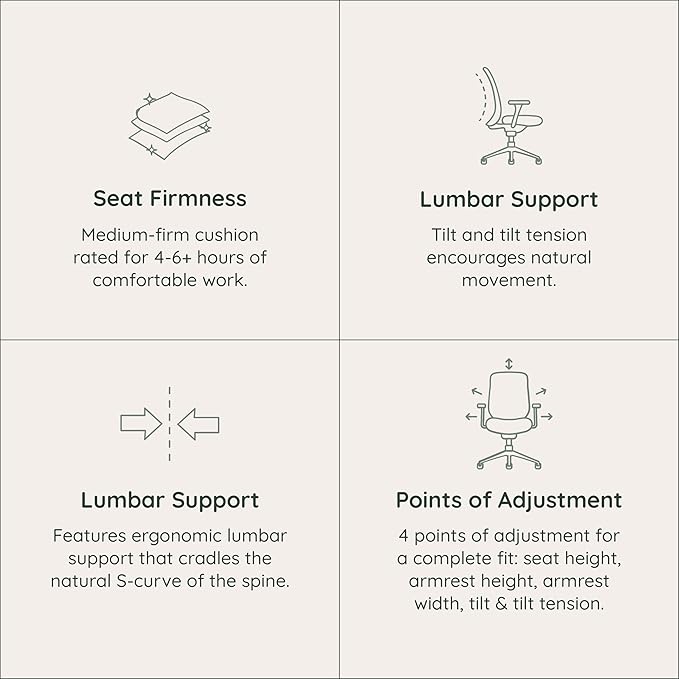 Branch Daily Chair - Vegan Leather Office Chair with Swivel, Lumbar Rest, and Adjustable Armrests - Comfortable Seating for Improved Posture and Productivity - Dune-DeskLoop Office