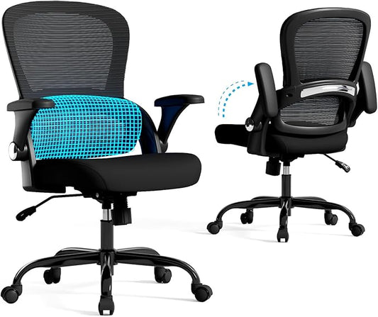 TRALT Office Chair - Ergonomic Office Chair with Back Support, Home Office Desk Chairs, 330lbs Wide Seat Big and Tall Office Chairs, Comfy Desk Chair for Work, Study, Office, Gaming (Black)-DeskLoop Office