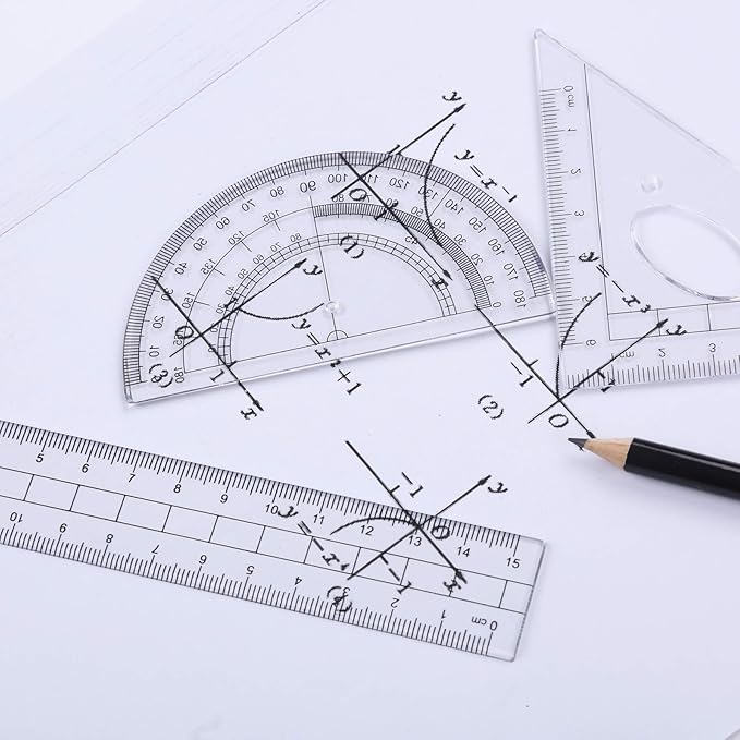 10 Pieces Math Geometry Kit Set Student Supplies with Shatterproof Storage Box,Includes Rulers,Protractor,Compass,Eraser,Pencil Sharpener,Lead Refills,Pencil,for School and Drawings(Pink)-DeskLoop Office
