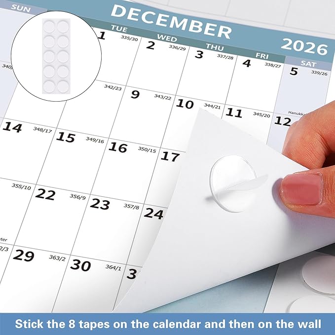 2026 Wall Calendar 34.8" x 22.8" Large Vertical Yearly Wall Hanging Calenda with Julian Date Thick Paper Calendar 12 Month Annual Wall Planner for Wall Office Fridge(Light Blue)-DeskLoop Office