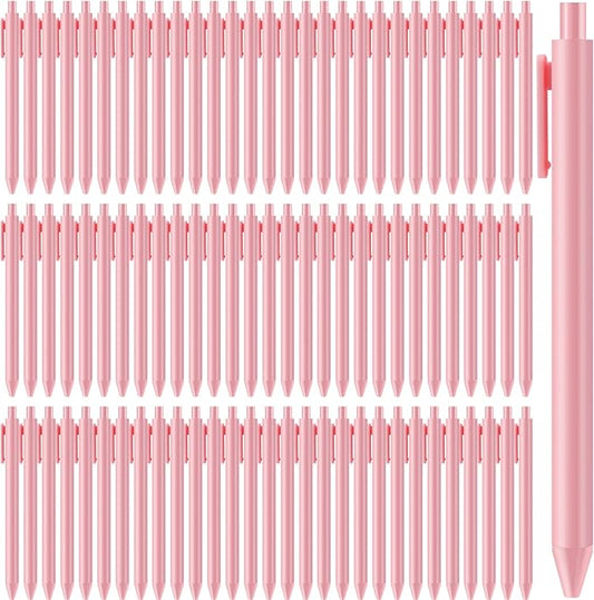 100 Pack Ballpoint Pens,Black Ink Retractable Ballpoint Pens,Comfortable Grip,Smooth Writing Pen,Medium Point 1.0mm Click Pen for Office, Home(Pink)-DeskLoop Office