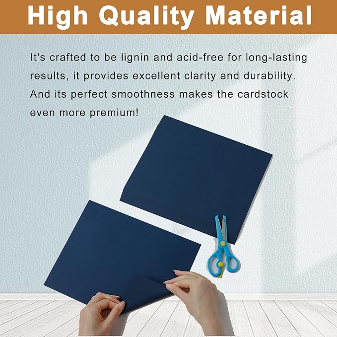 40 Sheets Navy Blue Cardstock 8.5 x 11 Scrapbook Paper, 75lb Heavyweight Blue Card Stock Printer Paper for DIY Card Making, Greeting Cards, School Crafts, Wedding Invitations, Thank You Cards-DeskLoop Office