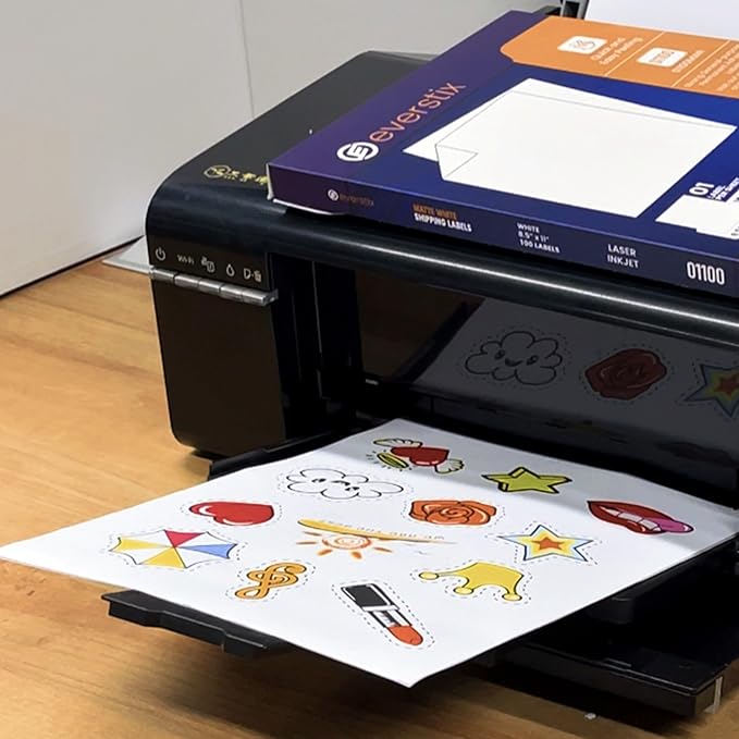 8.5" x 11", 100 Sheets, 100 Printable White Sticker Paper, Full Sheet Shipping Labels for Laser & Inkjet Printers, Letter Size-DeskLoop Office