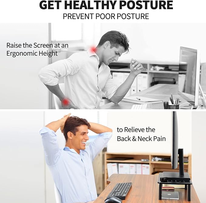 Zimilar 2 Pack Monitor Stand , 3 Height Adjustable Stand with Unique Star Mesh for Computer, Laptop, Printer, Notebook, iMac, Premium Metal Monitor Risers for 2 Monitors-DeskLoop Office