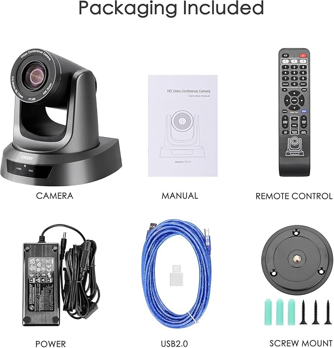 10X PTZ Conference Webcam with 3G-SDI/HDMI/USB Output, 1080P PTZ Live Streaming Camera for Church, Education, Conference Room Camera Attached Remote Control Work with Zoom, Skype, OBS-DeskLoop Office