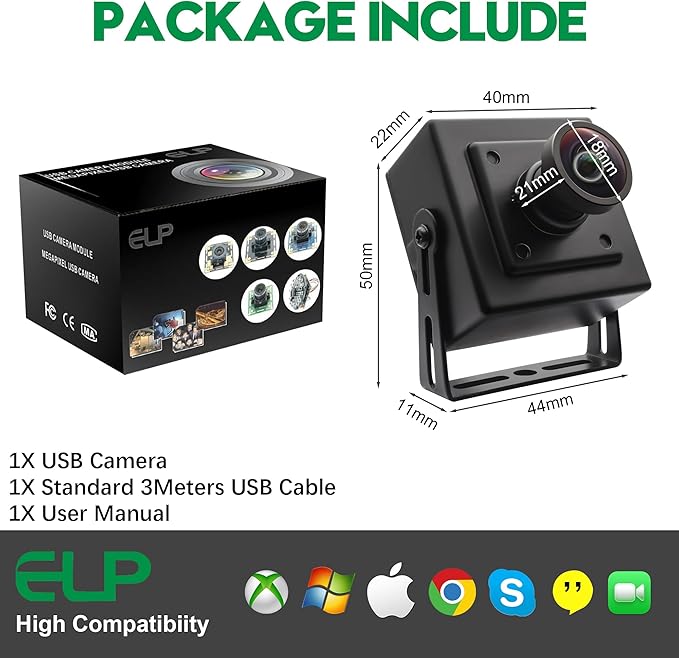 ELP Global Shutter USB Camera - Wide Angle Webcam for Computer & Laser Engraver - 1080P, 90fps, 120 Low Distortion Lens-DeskLoop Office