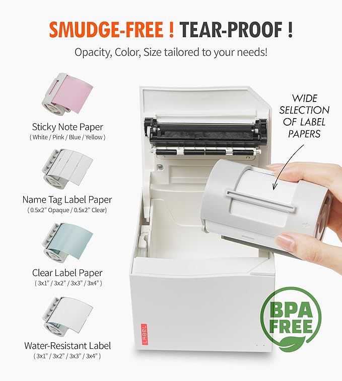 Nemonic Label Printer | Inkless Bluetooth Thermal Label Printer for Small Business | Durable Shipping Label Maker & Portable Wireless-DeskLoop Office