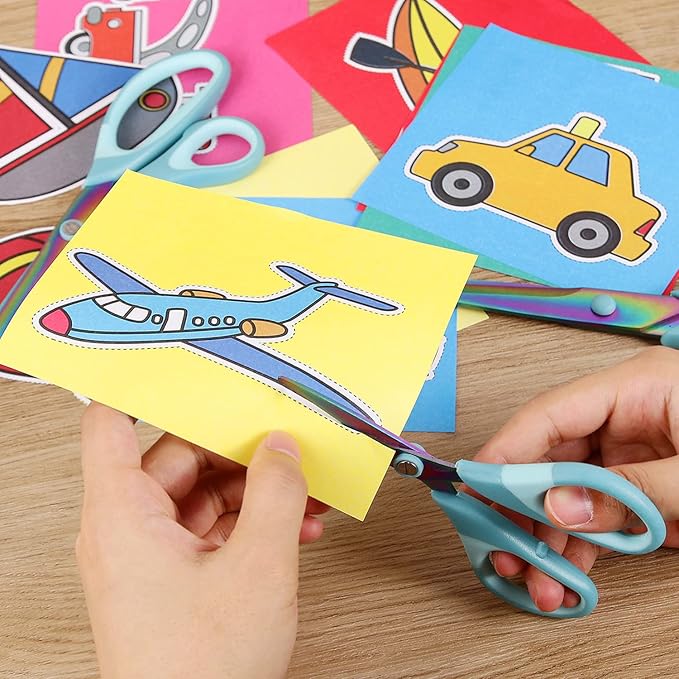 Scissors All Purpose, Sharp Titanium Blades Shears, Rubber Comfort Grip Handle, Multipurpose scissors 3 pack, Great for Office, Fabric, Craft, Sewing, Arts, School and Home Supplies, Blue-DeskLoop Office