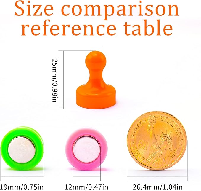 MIN CI Large Push Pin Strong Magnets for Whiteboard, 10 Colorful Decorative Neodymium Fridge Magnet, Small Cute Refrigerator Magnets, for Office Classroom Home Map Kitchen School Dry Erase Board-DeskLoop Office