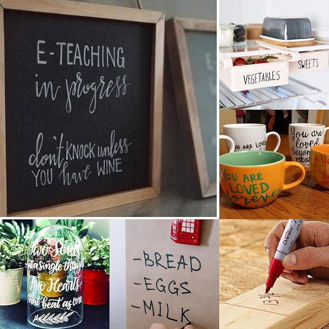 Overseas Blue Paint Pens Permanent Markers 24 Pcs, Oil Based Paint Markers Set, Quick Drying, Waterproof, Medium Tip Marker Pens for Metal, Rock, Wood, Plastic, Canvas, Glass, Stone, Rubber, Paper-DeskLoop Office