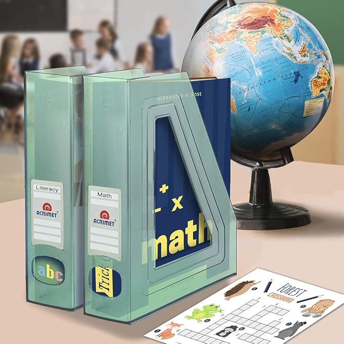 Acrimet Magazine File Holder, Durable Rack, Space-Saving Organizer (Plastic) (Clear Green Color) (2 pack)-DeskLoop Office