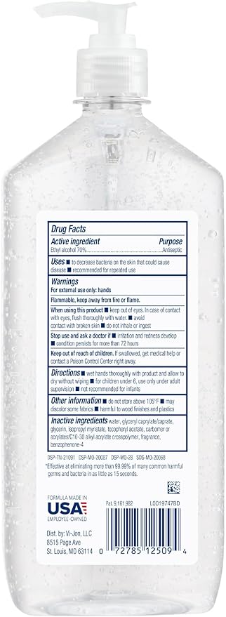 Germ-X Advanced Hand Sanitizer, Non-Drying Moisturizing Clear Gel, Instant and No Rinse Formula, Large Family Size Pump Bottle, Back to School Supplies, 34 Fl Oz (1 Liter)-DeskLoop Office