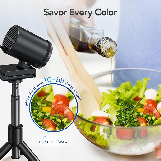 EMEET SmartCam S800-4K Webcam for Streaming, Sony 1/2'' Sensor, Supports HDR, PDAF&TOF Dual-autofocus, 1080P@60fps, 2 Noise-Cancelling Mics, 40°-73° FOV, Perfect for Live Streaming&Online Meetings-DeskLoop Office