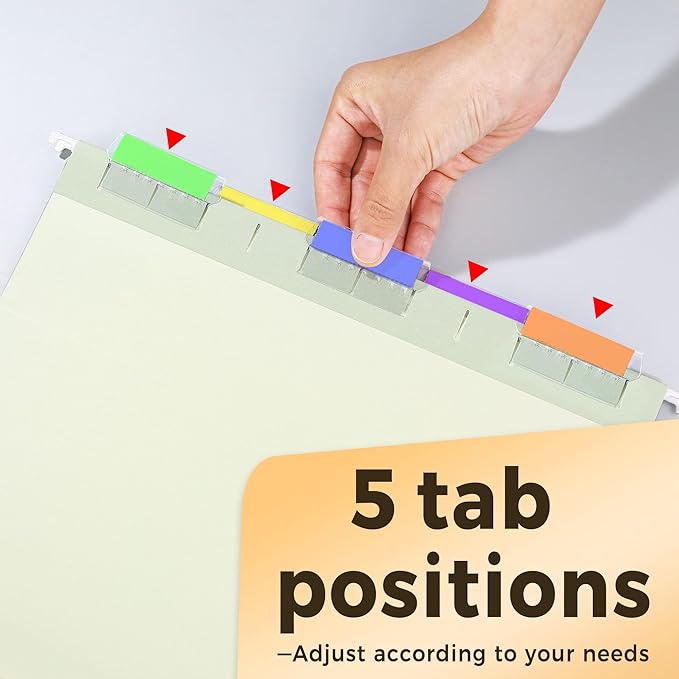 SUNEE 25 Count Hanging File Folders, Pastel Colors, Hanging File Folders Letter Size, Hanging Folders with 1/5-cut Tabs, Designed for Bulky Files, Filing Cabinets, Medical Charts-DeskLoop Office