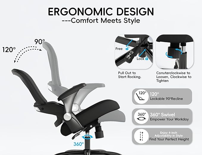 TRALT Office Chair - Ergonomic Office Chair with Back Support, Home Office Desk Chairs, 330lbs Wide Seat Big and Tall Office Chairs, Comfy Desk Chair for Work, Study, Office, Gaming (Black)-DeskLoop Office