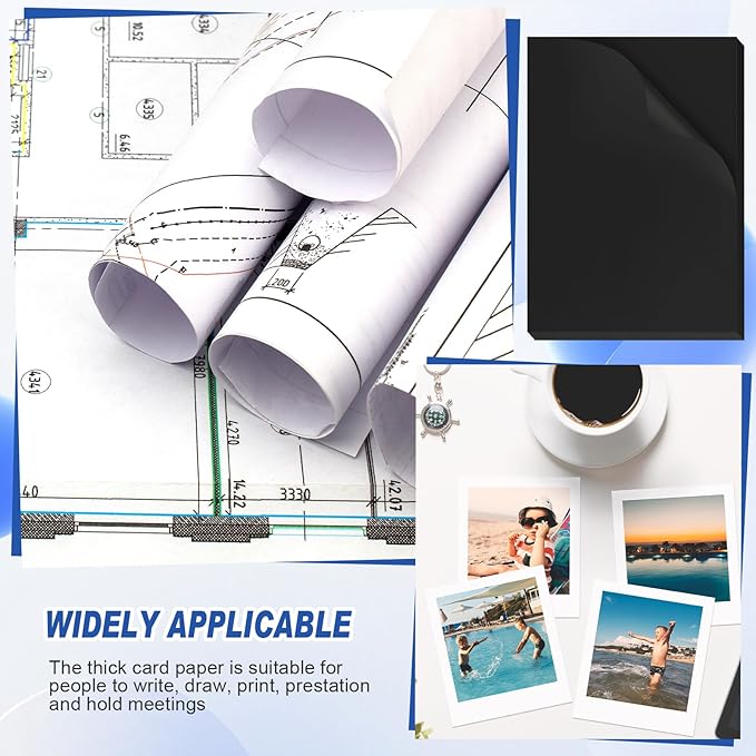 100 Pcs Printer Paper 11 x 17 Inch Copy Paper 52 lb Glossy Paper Heavy Weight Cardstock Tabloid Paper Heavy Card Stock for Presentation Laser Back to School Office Supplies (Black)-DeskLoop Office