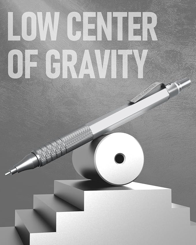 Four Candies 0.7mm Mechanical Pencil Set with Case, 3PCS Metal Artist Lead Pencil with 8 Tubes (480PCS) HB Lead Refills, 3 Erasers, 9 Eraser Refills For Engineer Art Writing Drawing Drafting, Silver-DeskLoop Office