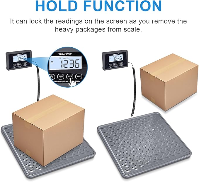 THINKSCALE Shipping Scale, 440lb/1oz Digital Heavy Duty Postal Scale, Strong Steel Platform, Postage Scale with Hold/Tare/LCD Display, Scale for Packages, Luggage Scale, Battery&AC Adapter Included-DeskLoop Office