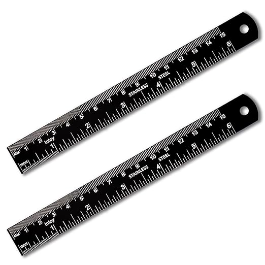Metal Ruler, 6 Inch Stainless Steel Straight Edge with Metric Measurement, 2 Pack, 15 Centimeters Straight Edge Ruler with Inch to MM Conversion Table for Students, Machinist and Drafting-DeskLoop Office