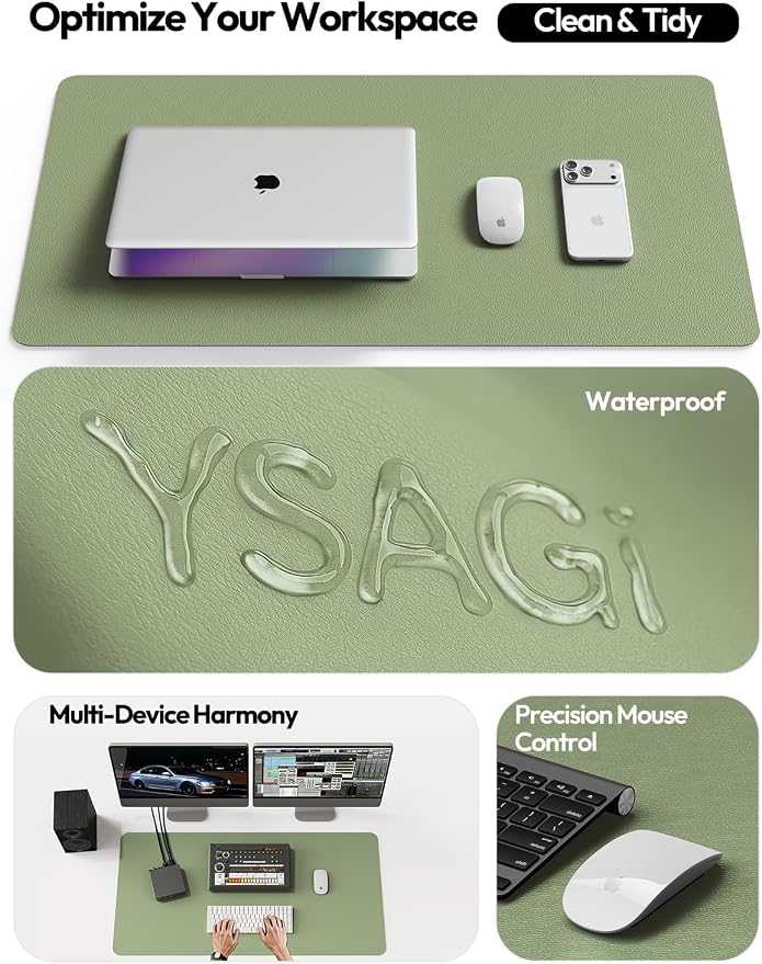 YSAGi Leather Desk Pad Protector, Office Desk Mat, Large Mouse Pad, Non-Slip PU - Image 9
