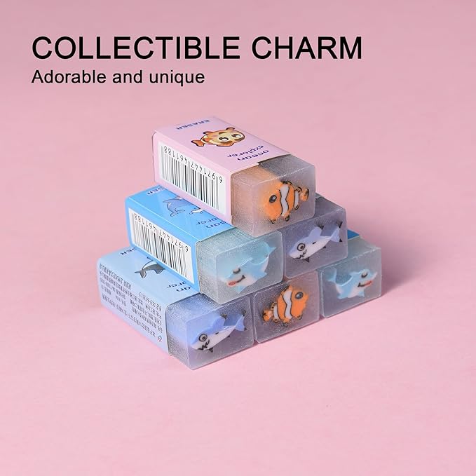 18Pcs Cute Sea Animal Erasers for Kids Bulk, Kawaii Fun Pencil Jelly Erasers for School Classroom Supplies Prize Gifts Party Favors-DeskLoop Office