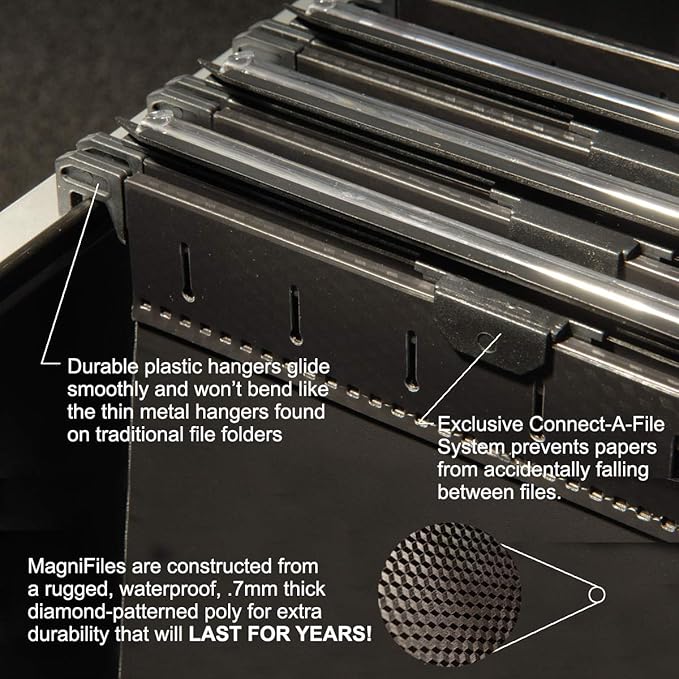 Ultimate Office MagniFile Hanging File Folders (Black, 2" Box Base, Set 2)-DeskLoop Office